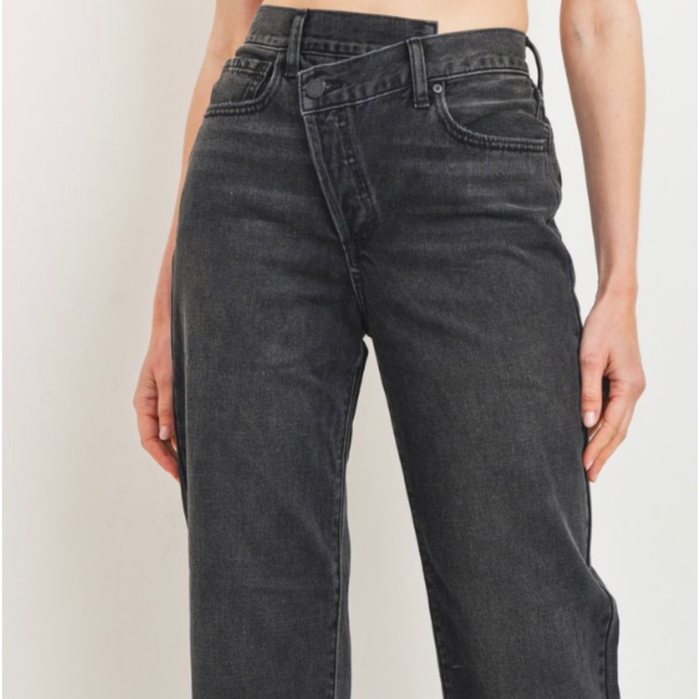 Just black denim cris cross jean